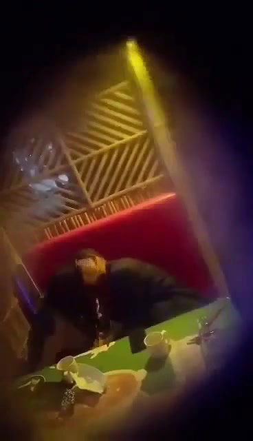 hijab couple caungt fun in restraunt