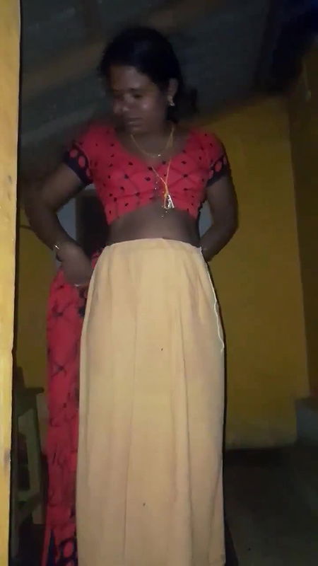 Red saree wife dress removing one by one nude