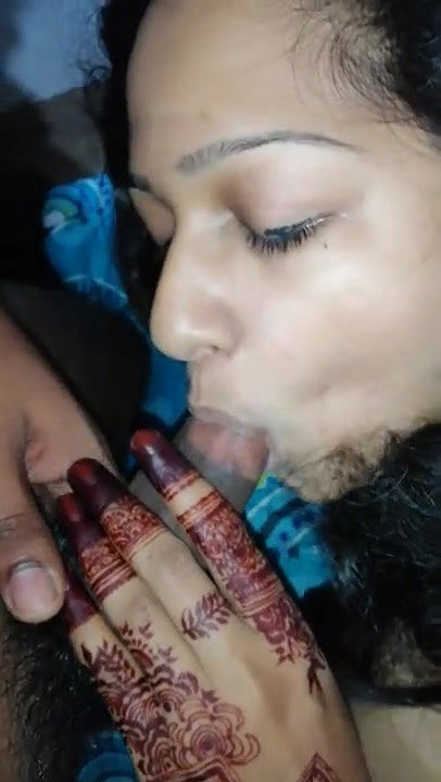 Newly married wife blowjob to her husband