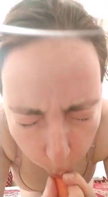 Horny beautiful Cheating paki wife seductive moves with carrot to seduce her young boyfriend