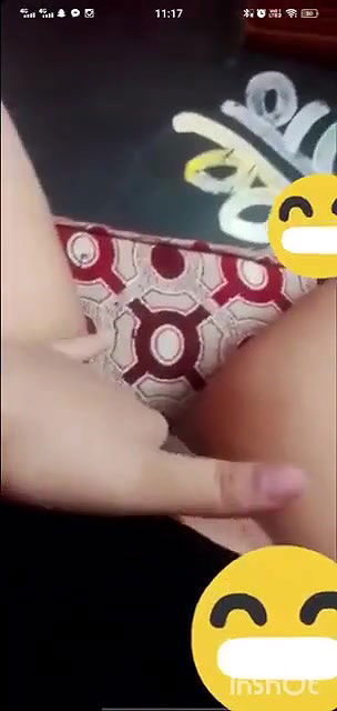 cute wife pussy fingering in video call