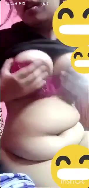 cute wife pussy fingering in video call