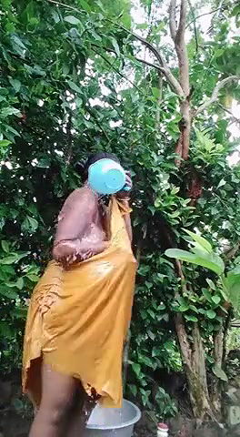 self recorded outdoor nude bath