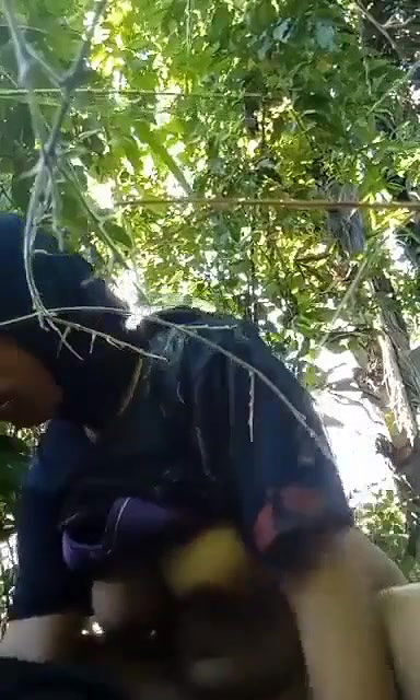 hijabi big boob young girl riding in jungle