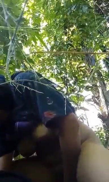 hijabi big boob young girl riding in jungle