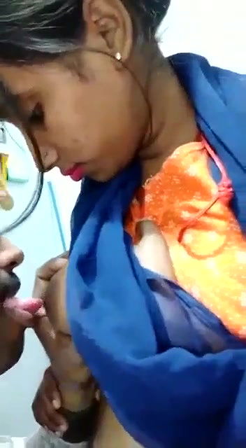 Office manager sucking boobs of his staff