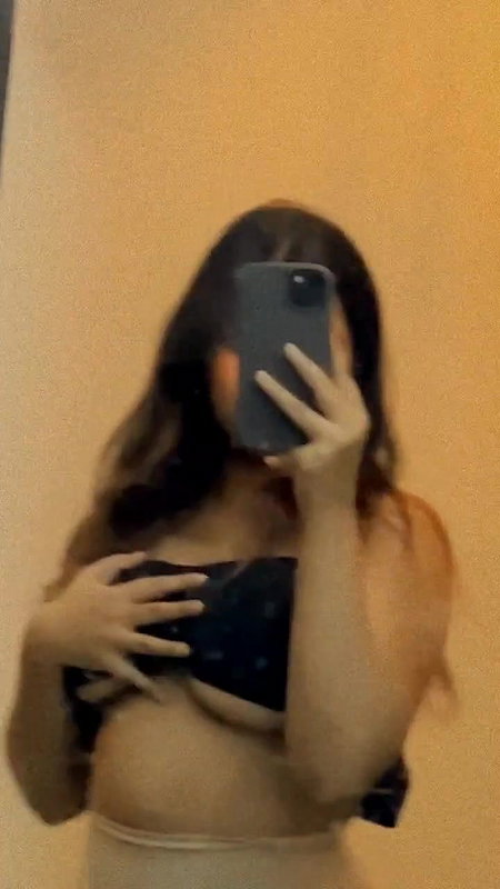 young girl mirror selfie boobs teasing