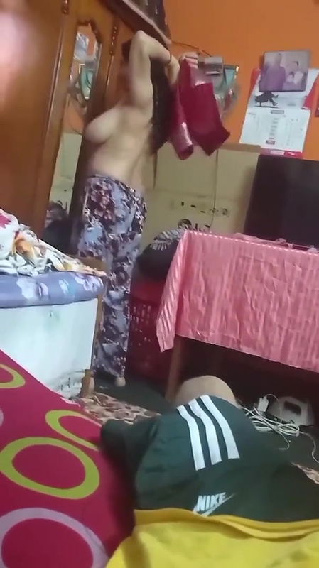 bigboob sexy milf mom changing front of her son