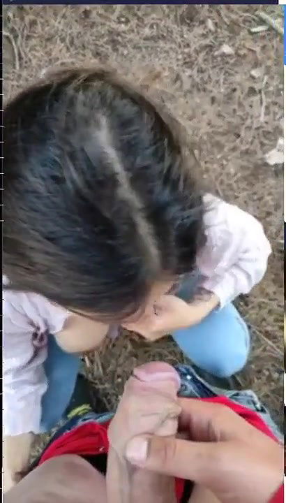 cute girl blowjob and fucking in outdoor jungle