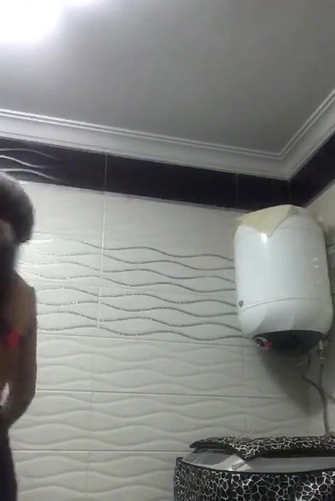 chubby desi girl showing asset in bathroom