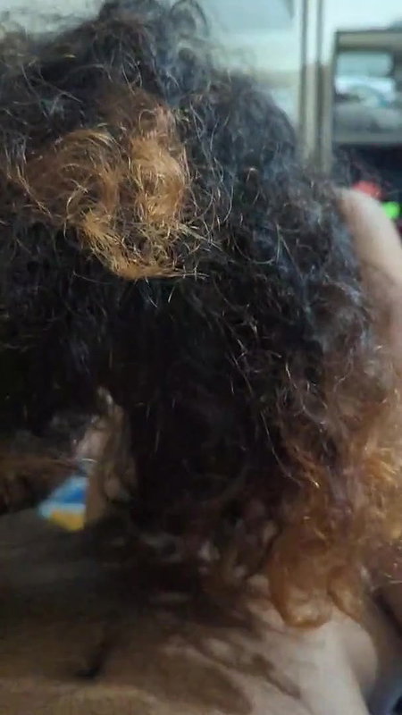 curly hair girl blowing bf