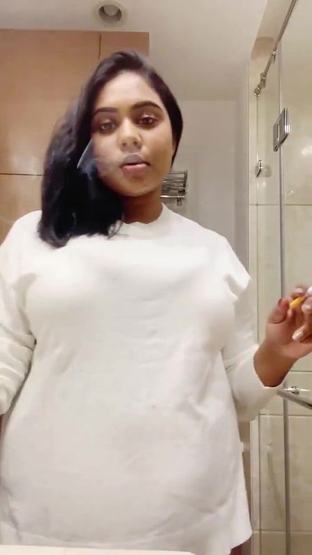 sexy cute model smoking and boobs show