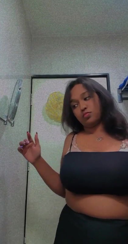 Cute chubby desi girlfriend showing her big tits