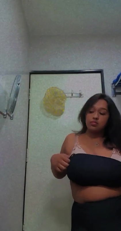Cute chubby desi girlfriend showing her big tits