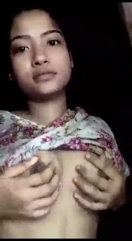 cute girl boobs press with cute face expression