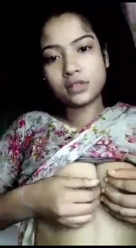 cute girl boobs press with cute face expression