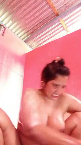 beautiful horny village milf bathing