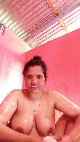 beautiful horny village milf bathing