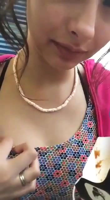 cute slim girl boobs show