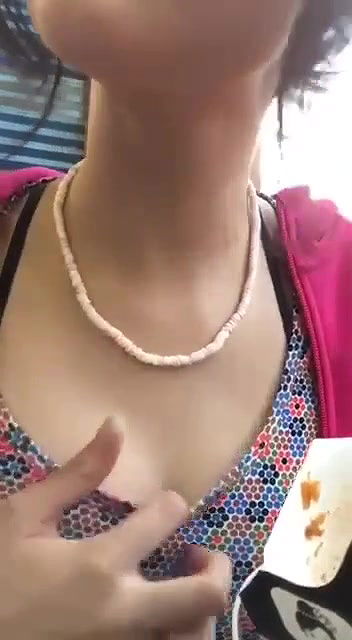 cute slim girl boobs show