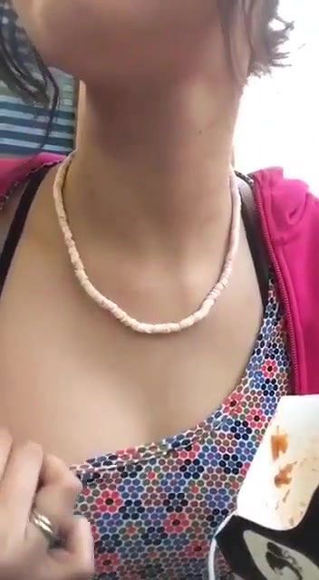 cute slim girl boobs show