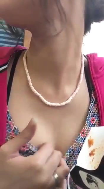 cute slim girl boobs show