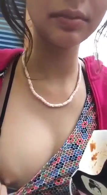 cute slim girl boobs show