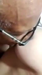 Horny old man sucking big boobs MMS