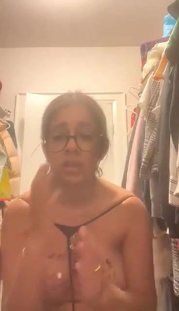 beautiful girl boobs show slapping own face