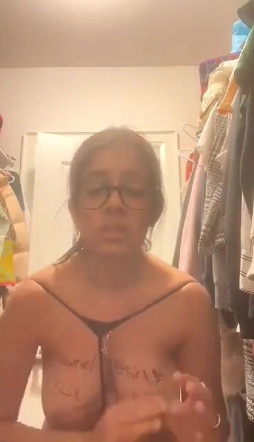 beautiful girl boobs show slapping own face