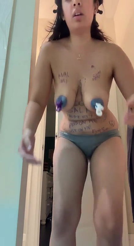 beautiful girl boobs paint drink toilet water