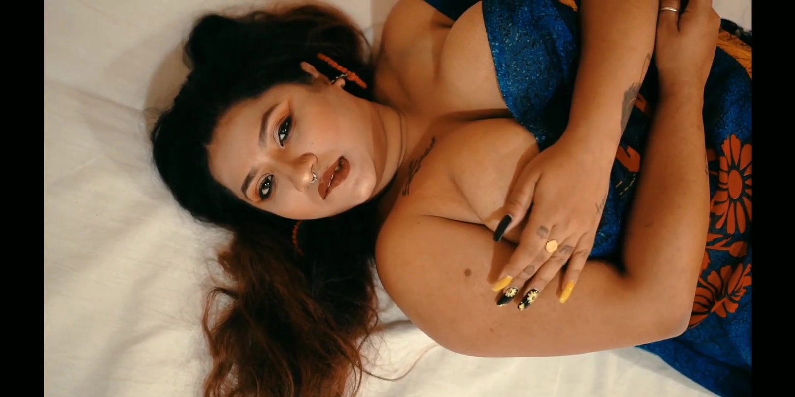 Puja in Blue Saree Showing Boobs ~ Naari Magazine Shoot