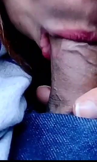 Cheating wife sexy blowjob inside car