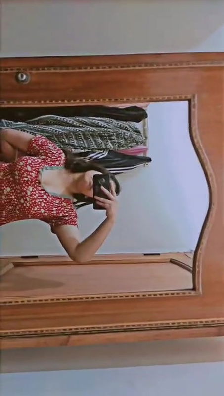 chubby girl showing mirror