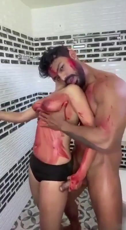 Holi Celebration BF Dick Per Rang Lagaya