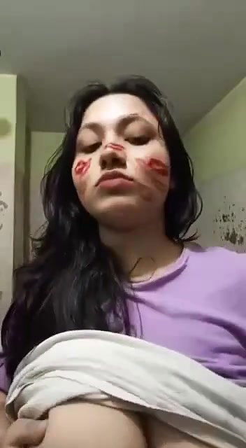 Horny Tanker GF Showing Pressing Boobs