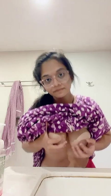 cute girl boobs pressing