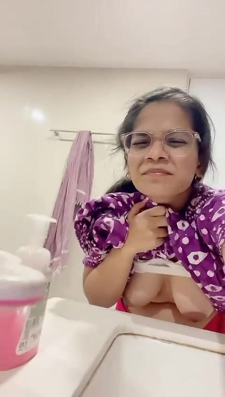 cute girl boobs pressing