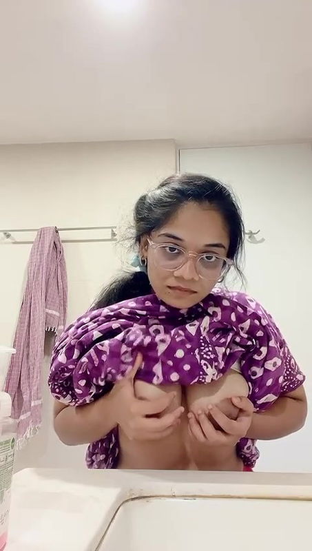 cute girl boobs pressing