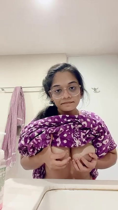 cute girl boobs pressing