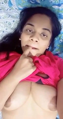 sexy girl boobs press lying on bed