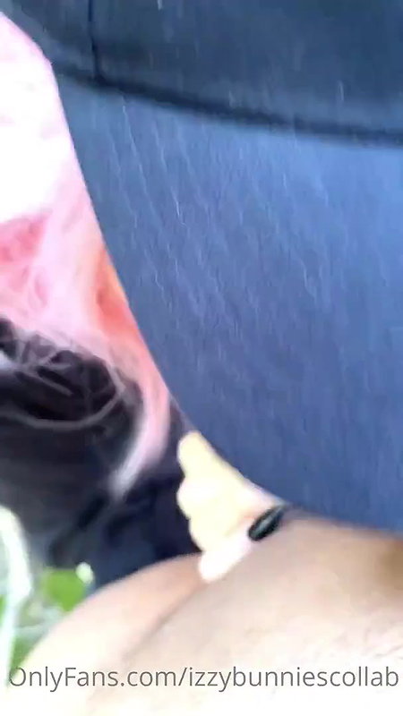 Colored Hair Girl Outdoor Sucking Dick Painful Stand Fucking