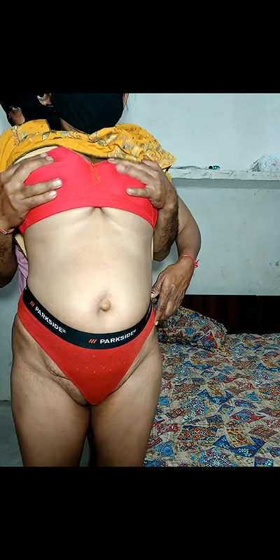 Yellow Punjab aunty remove dress by husband