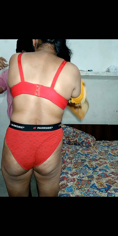 Yellow Punjab aunty remove dress by husband
