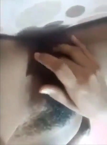 Cute gf hairy pussy fingering