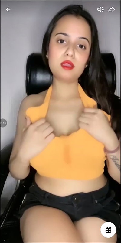 hot tango girl spit on her boobs show nipple