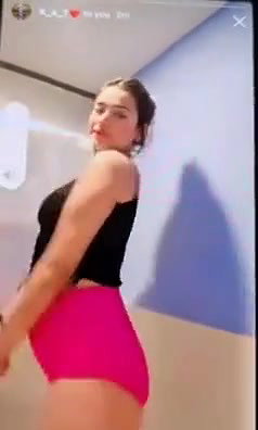 cute beautiful girl showing her big boobs in bathroom to bf smile