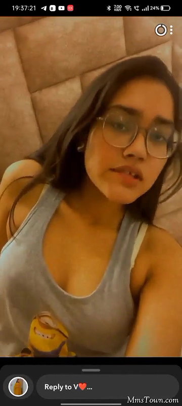 Indian Desi Nerdy Glasses Girl Showing For Boyfriend