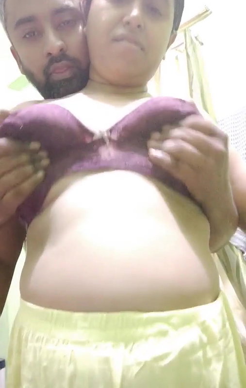 husband massages wife boobs and sucks in foreplay clip