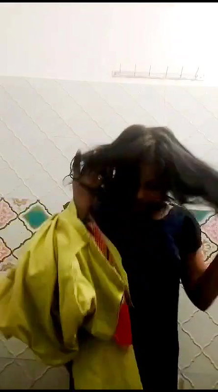 cute girlfriend teasing nude show in bathroom